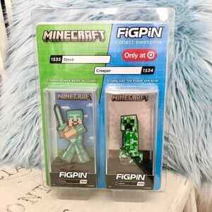 Minecraft, FiGPiN,‎ Steve, #1533, Creeper, #1534, Target Exclusive, NEW, SEALED